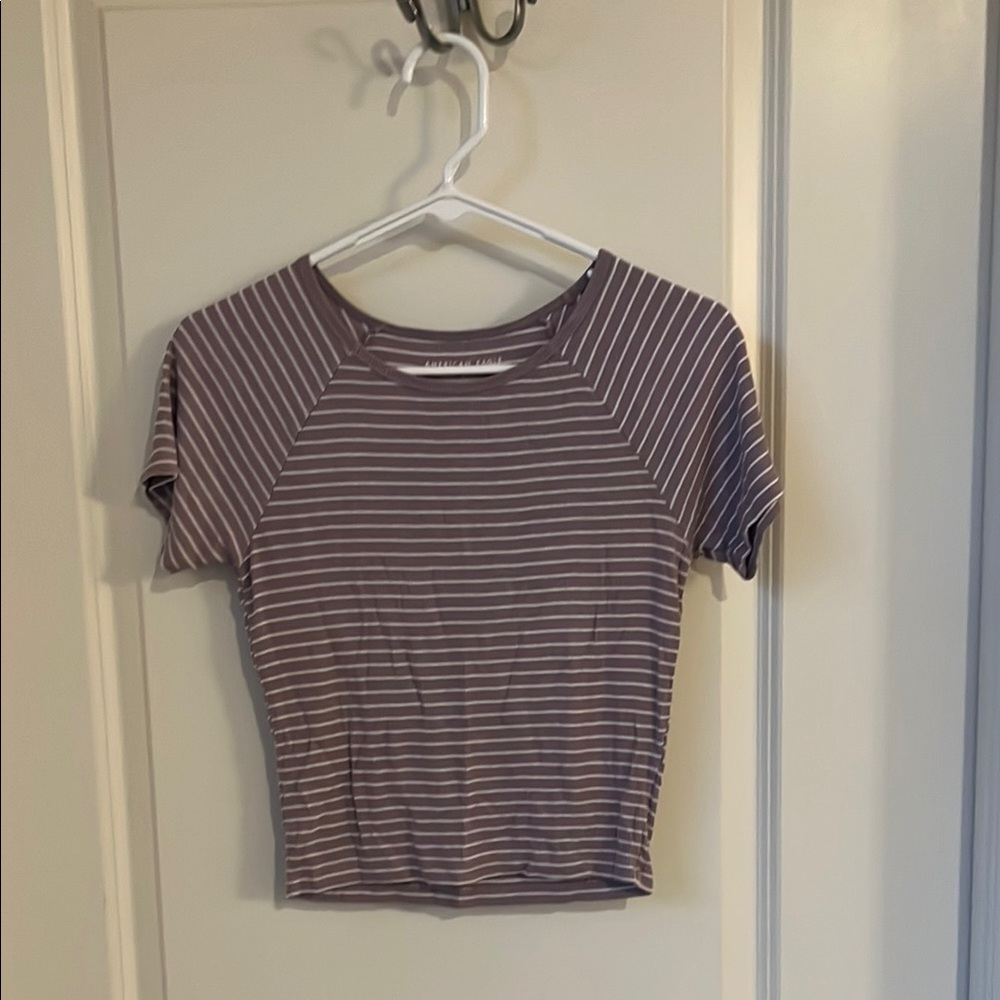 American Eagle Striped Purple Women's Top